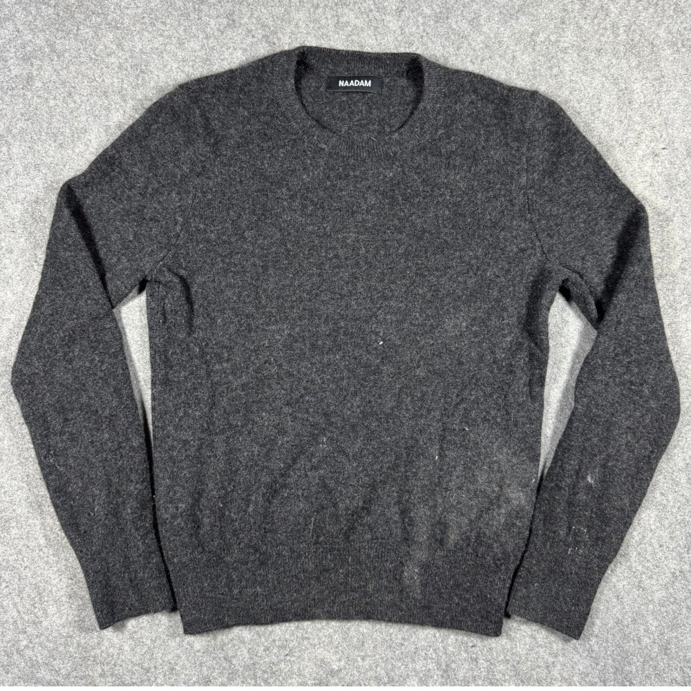 NAADAMโ 100% Cashmere Crewneck Sweater Charcoal Grey XS Essential Knit Top
